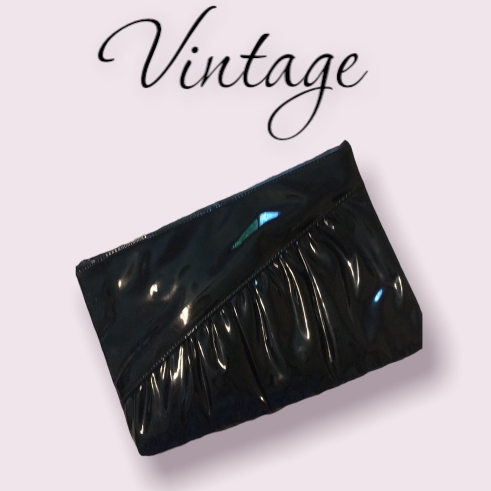 Vintage Dove Black Patent Leather 12” x 8 1/2” Evening Clutch EXCELLENT